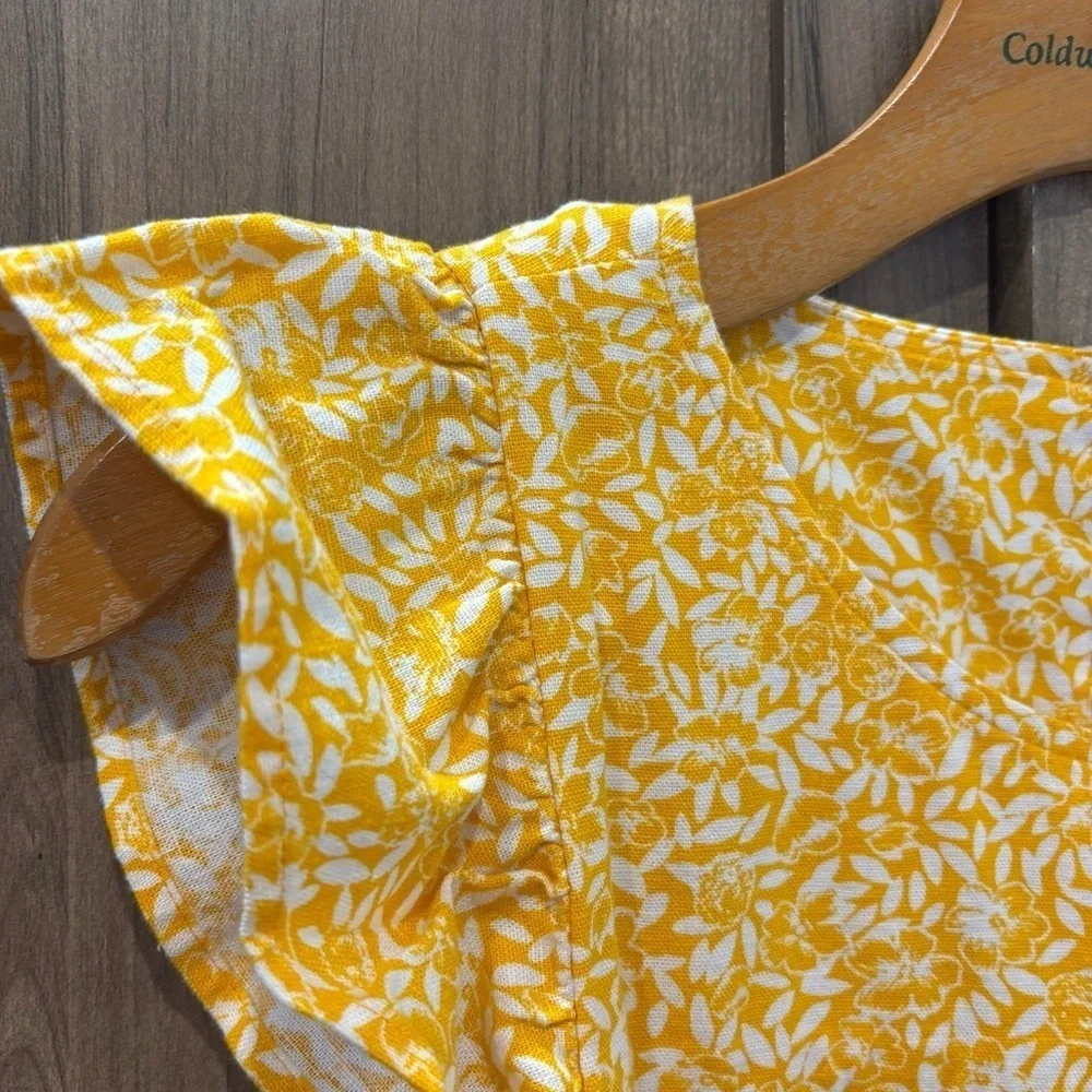 J. Crew Factory Linen Blend Printed Tiered Dress  Yellow Floral size 10